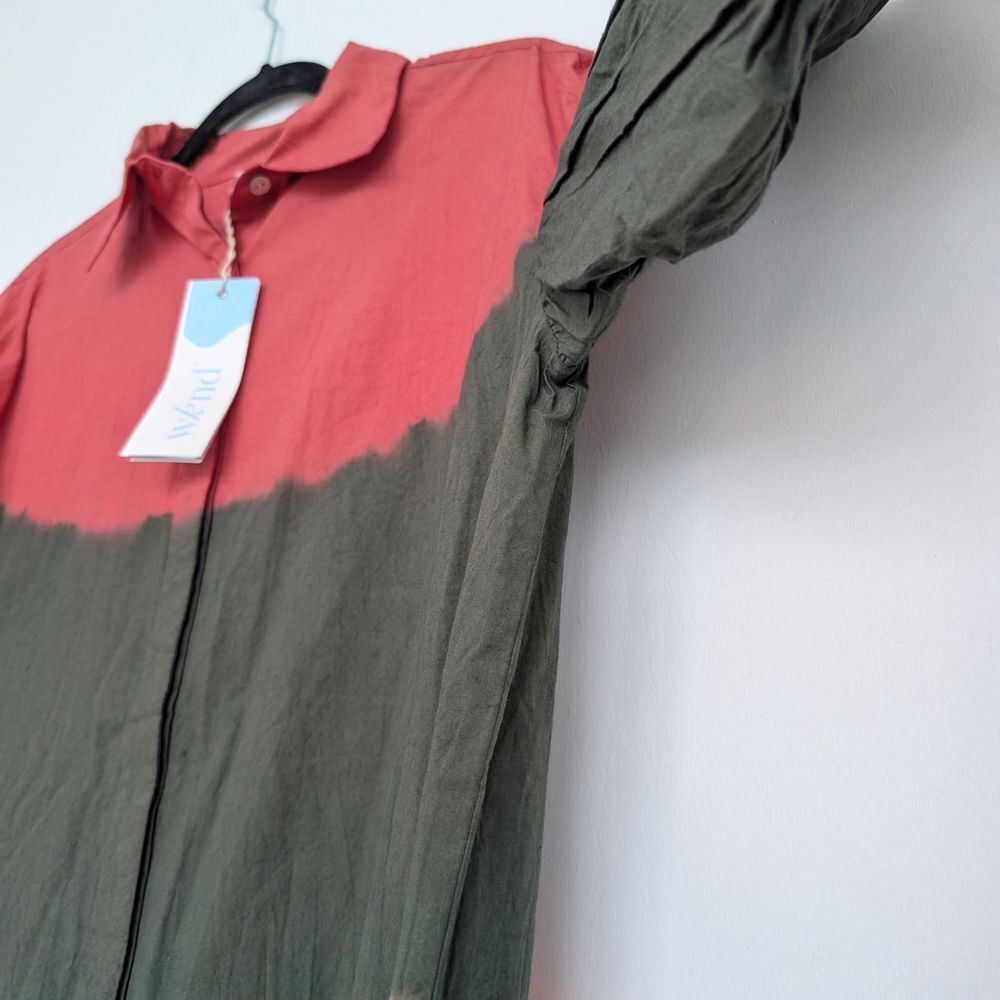 NWT Wknd Wyfr Frock-It Ombre Colorblock Collared Puff Short Sleeve Dress Sz M - Picture 9 of 15